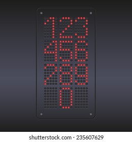 Colorful red LED panel against dark background with numbers.