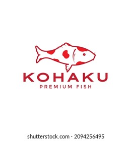 colorful red line Kohaku Koi fish logo icon vector graphic design illustration idea 