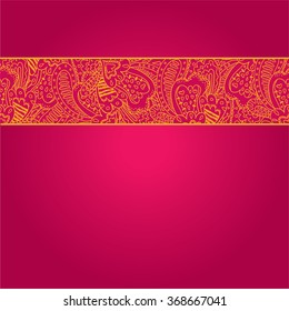 Colorful red magenta invitation with floral pattern. Ideal for beauty salon, tea party, wedding and party invitation. Very rich arabic looking