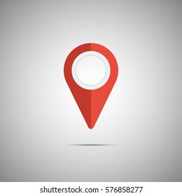 Colorful red map pointer icon. Vector design element