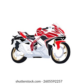 colorful red motorcycle silhouette without background