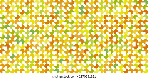 Colorful red orange circle geometric green yellow pattern. Camouflage tiles with rounded lines. Colorful summer background. Wavy tiles net. Colorful docking scales squama vector illustration.