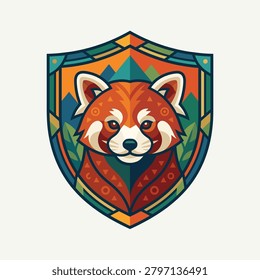 Colorful red panda head illustration