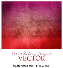 Colorful red and pink background vector with vintage distressed grunge texture, rock or sto patter design