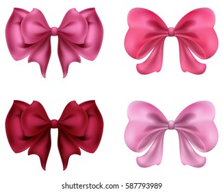 Colorful Red Pink Bows Ribbons Illustration Stock Vector (Royalty Free ...