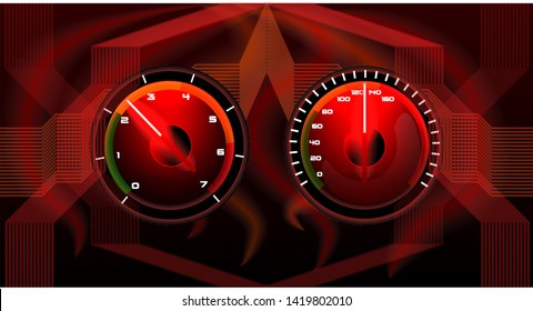 Colorful red speedometer auto not tech background