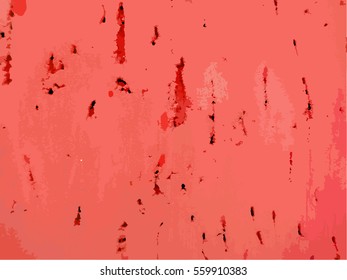 Colorful red texture wall peeled paint and scratched. Vector illustration.