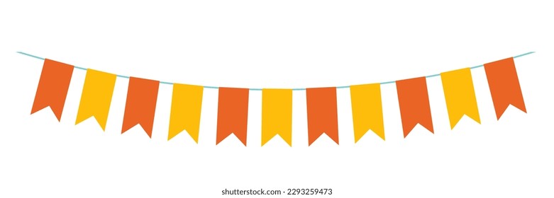 Pancarta de color rojo y amarillo sobre la guirnalda. Decoración de la bandera del circo. Para los niños tarjetas de vacaciones e invitación