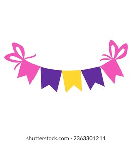 Colorful red and yellow garland banner. Circus flag decoration. For kids holiday cards and invitation.