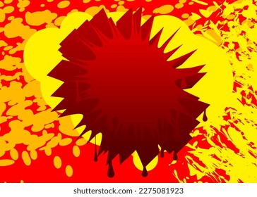 Colorful Red and Yellow Graffiti speech bubble background. Abstract modern street art backdrop, wallpaper decoration performed in urban painting style.