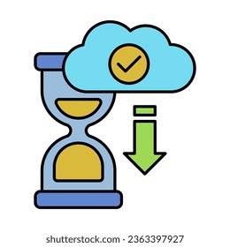 colorful reduce working time Big data icon on white background, icon design for apps, presentation, banner, sign, symbol, logo. Artificial intelligence icon concept. vector illustration.