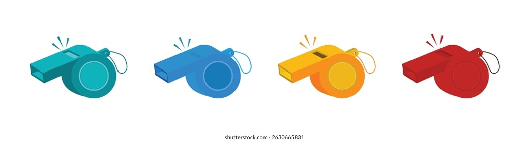 Colorful Referee whistle icon vector. Silhouette of referee whistle icon symbol for football and more plays. Outline of  whistle vector illustration.