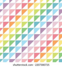 colorful reflection-triangles in diagonal line. rainbow and pastel color concept. seamless pattern. vector illustration.