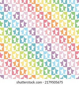 colorful reflex stars in diagonal line with transparent background. seamless pattern. rainbow and pastel color concept. vector illustration.