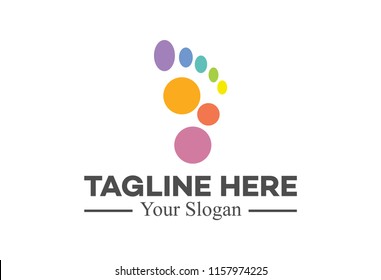 Colorful Reflexology Foot Logo Template Or Concept