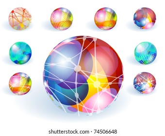 Globos refractantes coloridos. Vector.