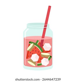 Colorful refreshing drinks with fruit and ice in different glasses. Summer cold drinks