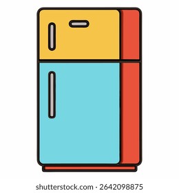 Colorful Refrigerator Vector – Modern Kitchen Appliance Illustration