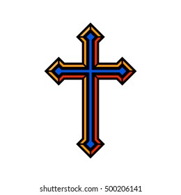 Colorful religious Christian cross crucifix design. Vector illustration.