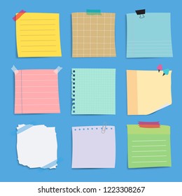 Colorful reminder paper notes vector set
