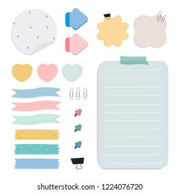 Colorful reminder paper notes vector set