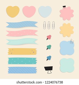 Colorful reminder paper notes vector set