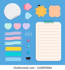 Colorful reminder paper notes vector set