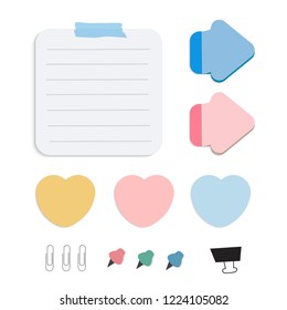 Colorful reminder paper notes vector set