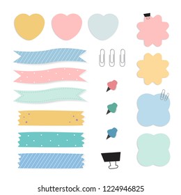 Colorful reminder paper notes vector set