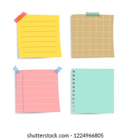 Colorful reminder paper notes vector set