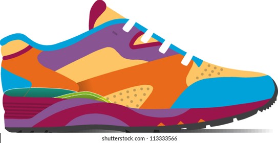 Colorful rendering of a running shoe