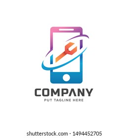 colorful repair mobile phone logo template