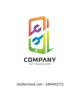 colorful repair mobile phone logo template
