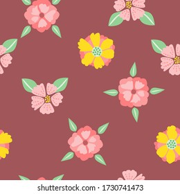 Colorful Repeat pattern with beautiful flowers. Vector illustration support CMYK.