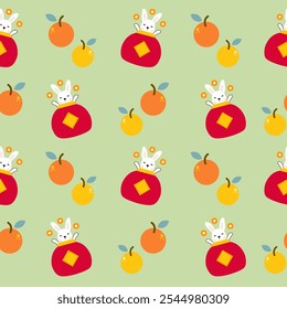 Colorful repeatable pattern of Lunar new year icons.