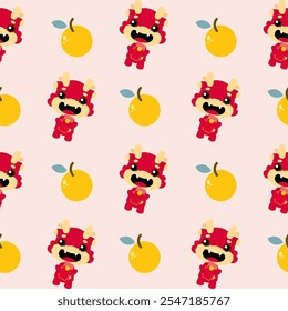 Colorful repeatable pattern of Lunar new year icons.