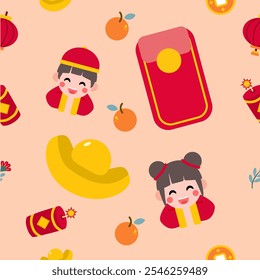 Colorful repeatable pattern  seamless of Lunar new year.