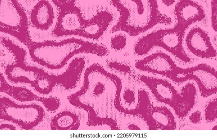 Colorful Repeated Halftone Vector Texture. Abstract Pattern Pink Seamless Liquid Graphic Wrapping. Pastel Repeated Circle Graphic Clouds. Seamless Monochrome Abstract Pattern