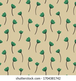 Colorful repeating pattern with cute hand drawn doodle flowers. Beautiful vintage ornate floral seamless image. Vector template for textile, backgrounds, packaging, wrapping paper, fabric, wallpaper.