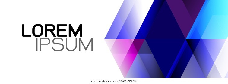 Colorful repeating triangles gradient geometric in contemporary style on white background. Abstract geometric horizontal template and modern stylish texture. Vector illustration