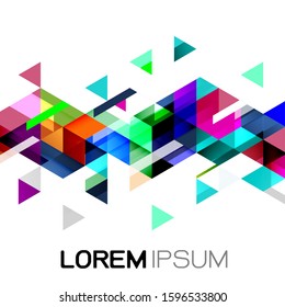 Colorful repeating triangles gradient geometric in contemporary style on white background. Abstract geometric template and modern stylish texture. Vector illustration