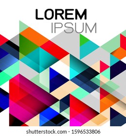 Colorful repeating triangles gradient geometric in contemporary style on white background. Abstract geometric template and modern stylish texture. Vector illustration
