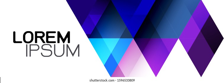 Colorful repeating triangles gradient geometric in contemporary style on white background. Abstract geometric horizontal template and modern stylish texture. Vector illustration