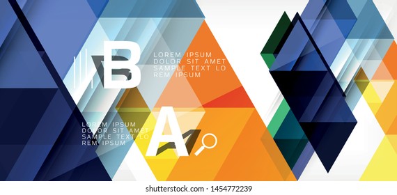 Colorful repeating triangles modern geometric in contemporary style on white background. Abstract geometric shape. Modern stylish texture. Vector abstract graphic design.
