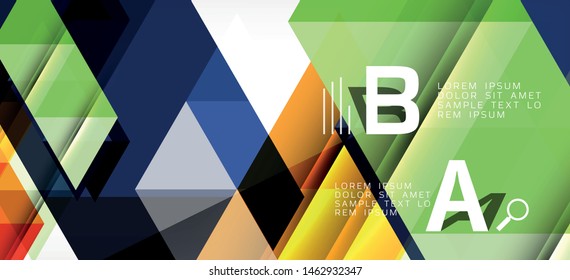 Triángulos repetitivos coloridos geométricos modernos de estilo contemporáneo sobre fondo blanco. Forma geométrica abstracta. Textura moderna y elegante. Diseño gráfico abstracto vectorial.
