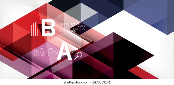 Colorful repeating triangles modern geometric in contemporary style on white background. Abstract geometric shape. Modern stylish texture. Vector abstract graphic design.
