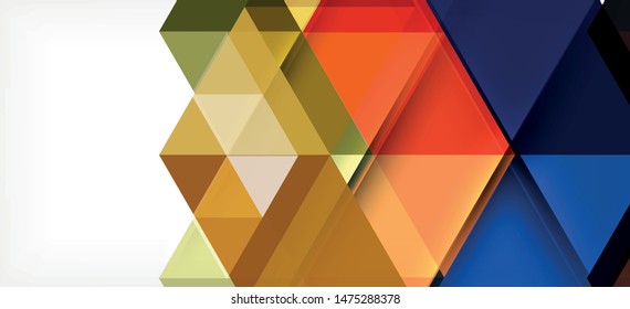 Colorful repeating triangles modern geometric in contemporary style on white background. Abstract geometric shape. Modern stylish texture. Vector abstract graphic design.