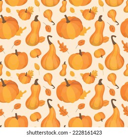 Colorful repetitive pattern background Fall season related, made of simple vector illustrations.