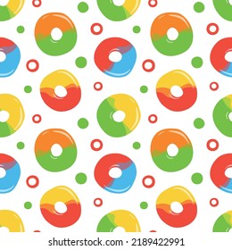 Colorful repetitive pattern background of gummy candies made of simple vector illustrations.