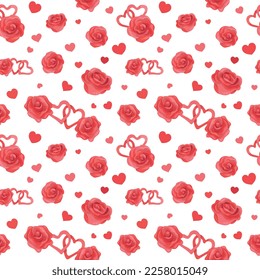 Colorful repetitive pattern background of love and relationship, Valentine's day related roses, made of simple vector illustrations.